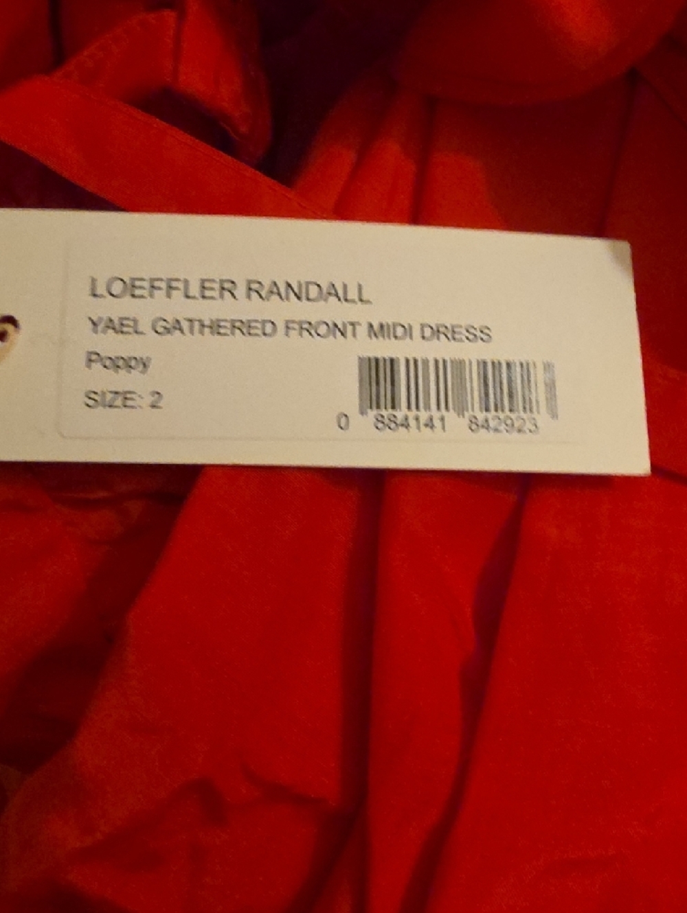 Loeffler Randall Yael Gathered Bodice Middy Dress In Poppy Size 2 - Picture 4 of 8